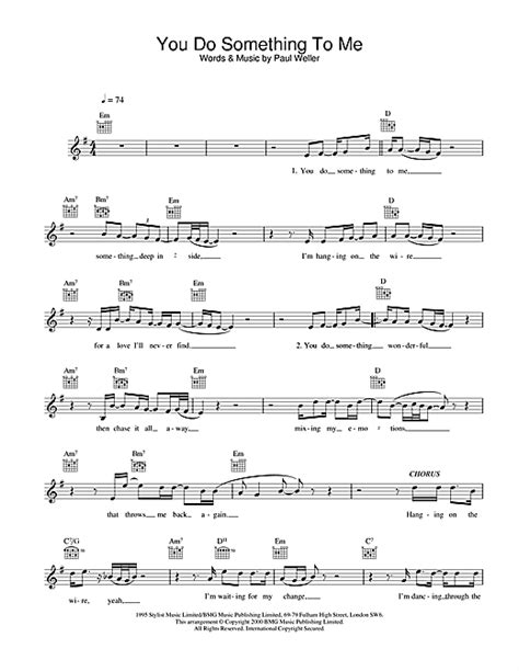 Paul Weller "You Do Something To Me" Sheet Music Notes | Download Printable PDF Score 111377