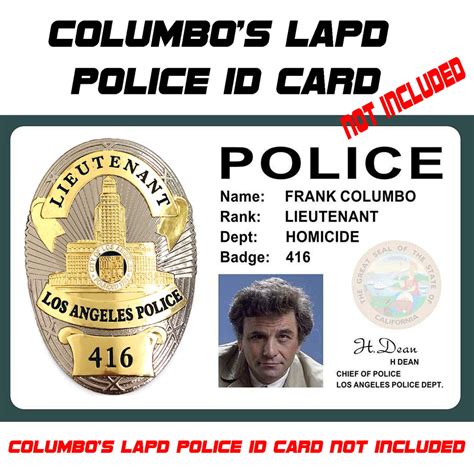 * Columbo's Lieutenant LAPD 416 Police Badge, Replica Movie Props