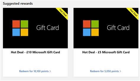 £5 Microsoft Gift Card for 5050 Rewards Points / £10 for 10100 Points @ Microsoft Reward Store ...