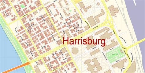 Harrisburg Metro Area PDF Map Vector Exact City Plan Pennsylvania ...