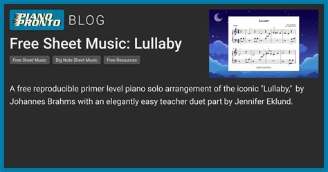 Free Sheet Music: Lullaby | Piano Pronto Publishing