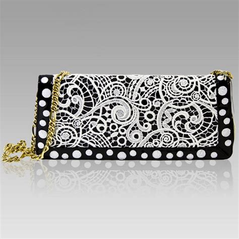 Valentino Orlandi Designer White Embroidered Clutch Bag w/Chain Strap