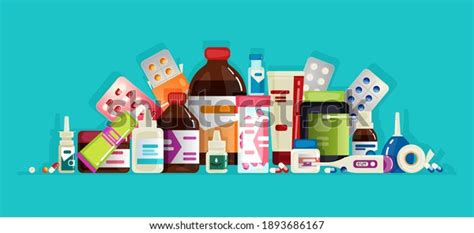 Pharmacy Items Medicines Medical Products Composition Stock Vector (Royalty Free) 1893686167 ...