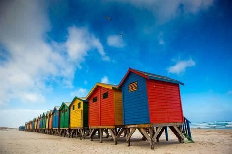 Photographic Print: Colorful Beach Shacks, Muizenberg Beach, Cape Town ...