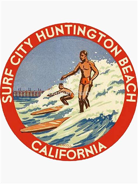 "Huntington Beach" Sticker for Sale by DapperShirts | Redbubble