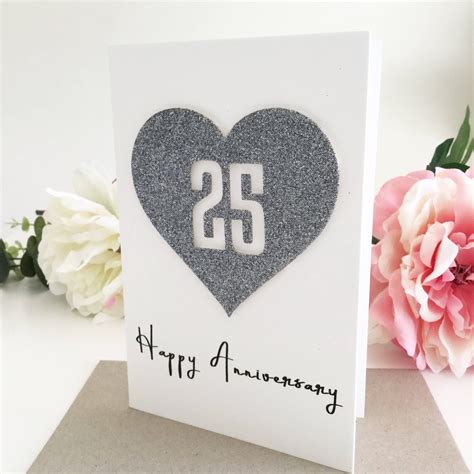 25th Anniversary Card Happy Anniversary 25th Wedding | Etsy