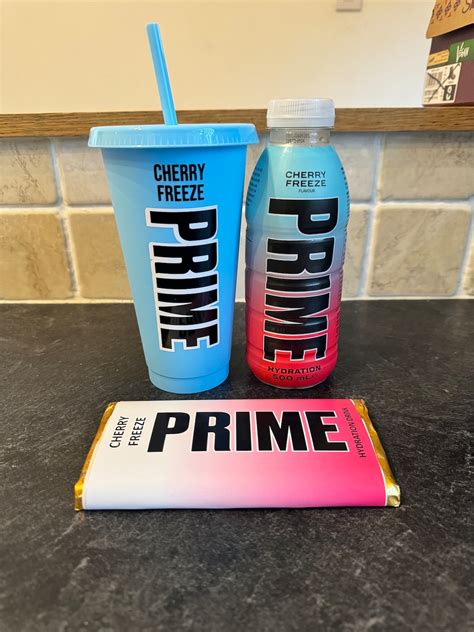 Prime Hydration Cherry Freeze Full Unopened Bottle, 24oz Cold Cup and ...