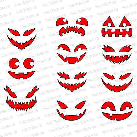 Red Pumpkin Face Cliparts Halloween Drawing Demon Evil - Etsy