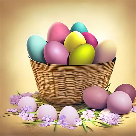 Basket Of Easter Eggs Art Print Free Stock Photo - Public Domain Pictures