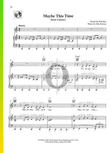 Maybe This Time (Liza Minnelli) Piano Sheet Music - OKTAV