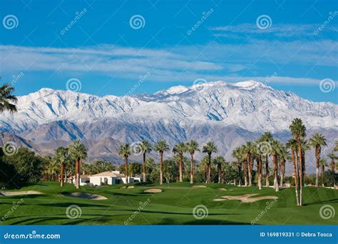 Palm Desert Desert Springs Golf Course Mountains Snow Capped Palm Trees ...