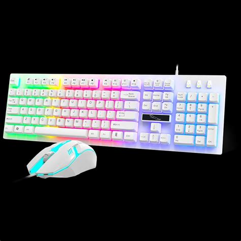 Gaming Keyboard and Mouse Combo, RGB Rainbow LED Backlit Keyboard, PC ...