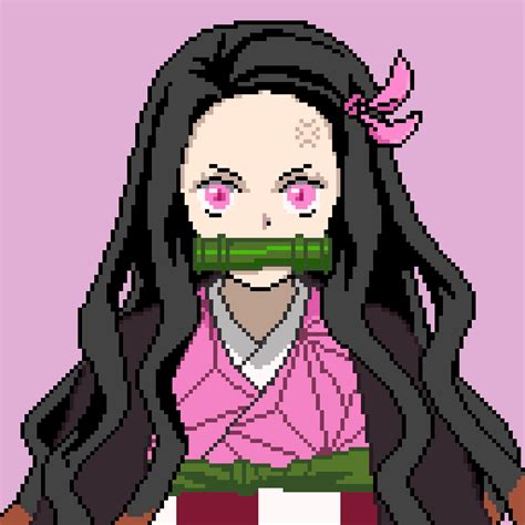 Laura Costa - Pixel Art Practice - Nezuko (Demon Slayer: Kimetsu no Yaiba)