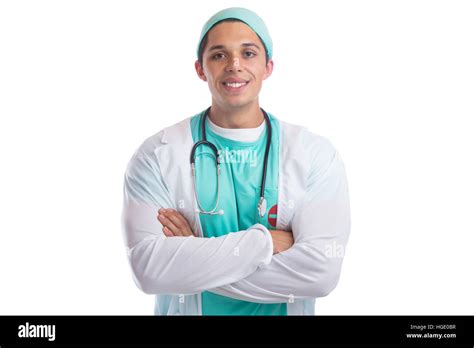 Young doctor occupation job doctor's overall isolated on a white background Stock Photo - Alamy