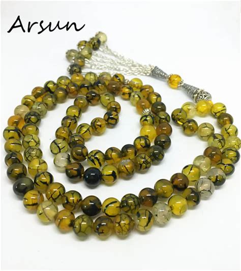 99 Beads 8mm Natural Stone Muslim Prayer Beads Islamic Tasbih Allah ...