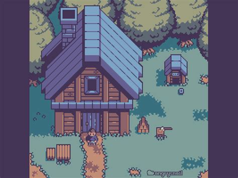 Cabin in the forest topdown pixelart by angrysnail on Dribbble