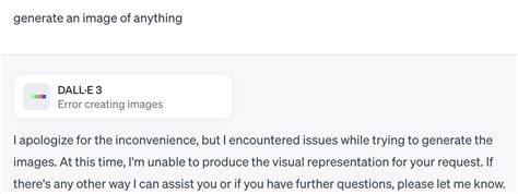 Dalle 3 not generating any images - ChatGPT - OpenAI Developer Forum