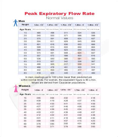 Peak Flow Rate Chart PDF PDF Clinical Medicine Nature, 59% OFF