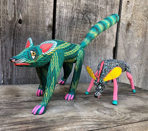 Two Oaxacan/Mexican Wood Carved Vibrant Animals/Alebrijes by | Etsy | Carving, Etsy, Hand carved