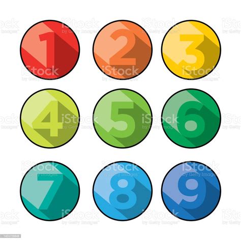 Set Of Vector Colorful Numbers In Colorful Circle Stock Illustration - Download Image Now ...