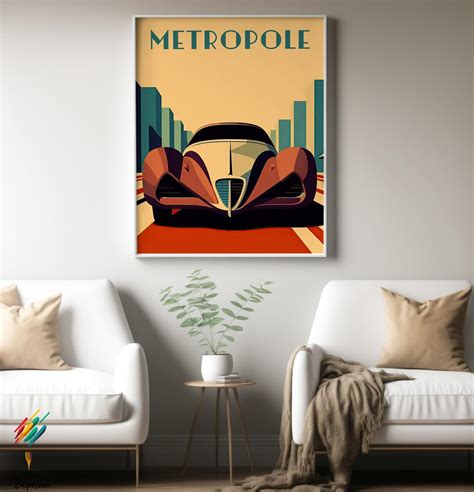 Vintage Car Art Deco Poster, Art Deco Print, American Wall Art, Classic ...