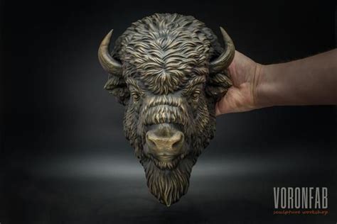 American Bison 30cm animal head sculpture wall decor faux taxidermy in 2021 | Bison head ...