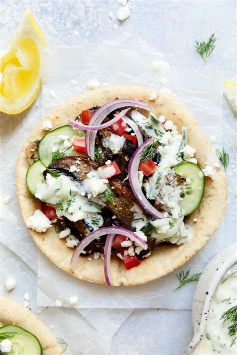 Greek Vegetarian Gyros with Portobello Mushrooms - The Real Food Dietitians