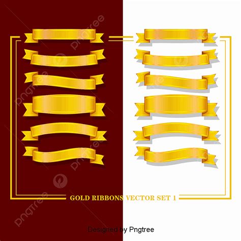 Gold Ribbon Banner Hd Transparent, Gold Ribbon Banner Vector Material, Golden, Banner, Gold ...