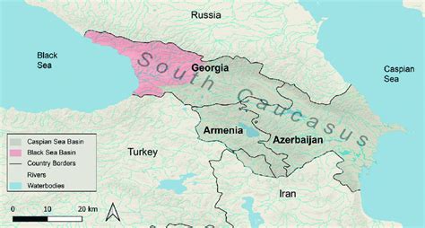 Map of the South Caucasus (Armenia, Azerbaijan, Georgia), representing ...