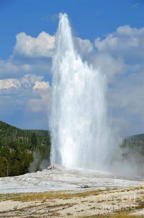 Yellowstone Old Faithful Geyser Errupting Photograph by Debra Thompson