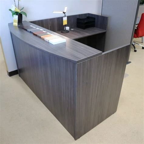 New – 71″ Wide Modern Reception L-Desk, Laminate Transaction Top ...