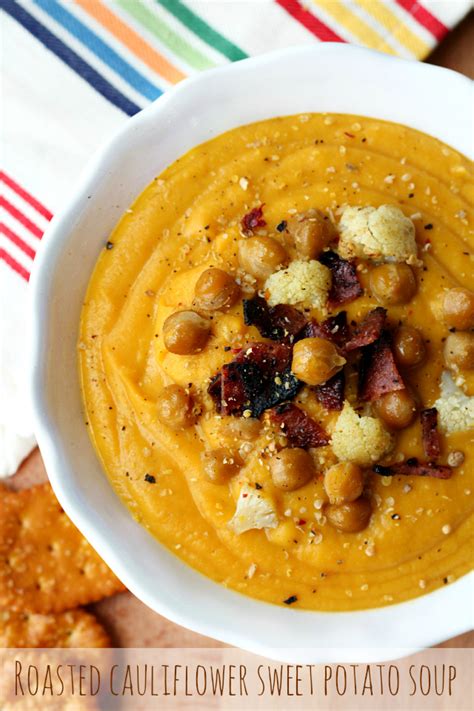 Roasted Cauliflower Sweet Potato Soup - Kim's Cravings