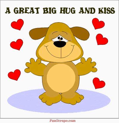 A great big hug and kiss cute kiss hug hearts hello friend greeting | Hugs and kisses, Hug ...