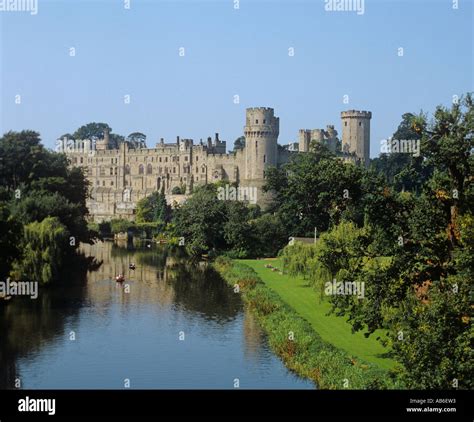 Warwick Castle Medieval fortress on the banks of The River Avon in the ...