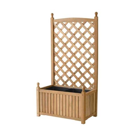 DMC Lexington 28 in. x 16 in. Natural Wood Planter with Trellis-70510 ...