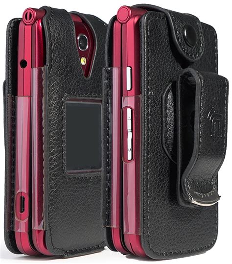 Case for Jitterbug Flip Phone, Nakedcellphone [Black Vegan Leather ...