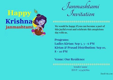 free Janmashtami Invitation Card & Online Invitations