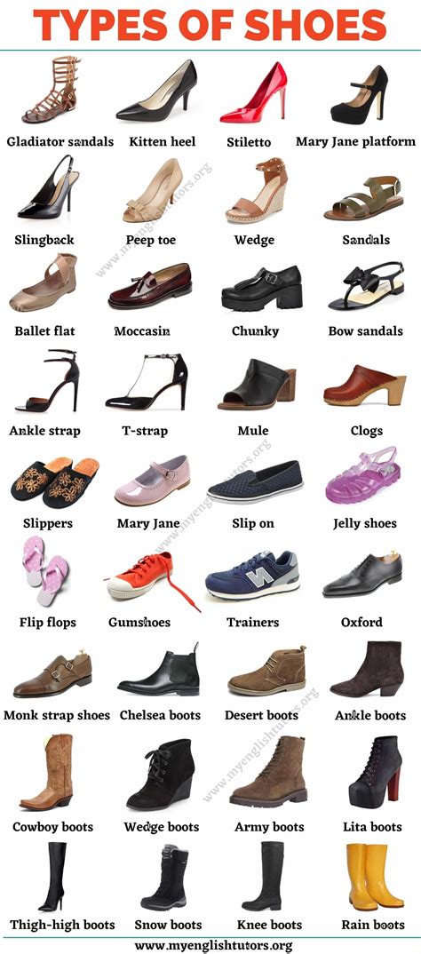 Types of Shoes: List of 35+ Shoe Styles with the Picture! - My English ...