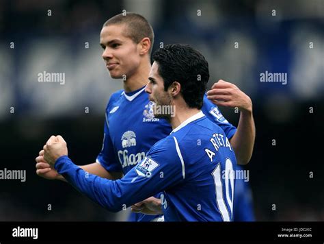 MIKEL ARTETA & JACK RODWELL EVERTON V ASTON VILLA GOODISON PARK ...