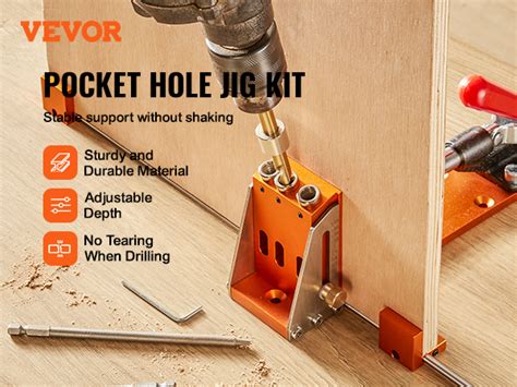 VEVOR Pocket Hole Jig Kit, 34 Pcs Pocket Hole Jig System with 11" C ...