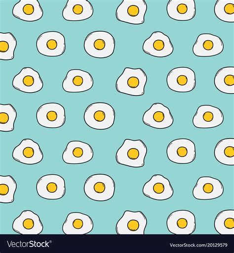 Fried egg pattern with blue background Royalty Free Vector