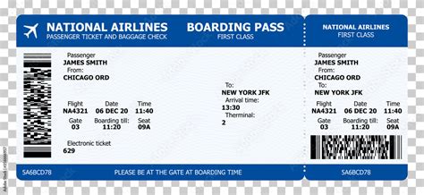 Boarding pass template with sample text and qr code. Air travel concept ...