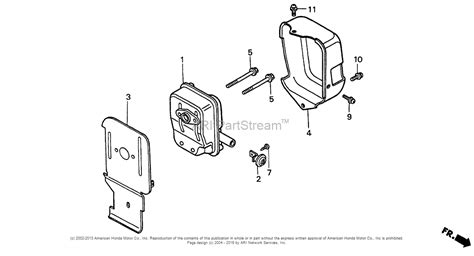 Honda Engines GX31 SA2 ENGINE, JPN, VIN# GCAG-1000001 TO GCAG-2099999 Parts Diagram for MUFFLER (1)