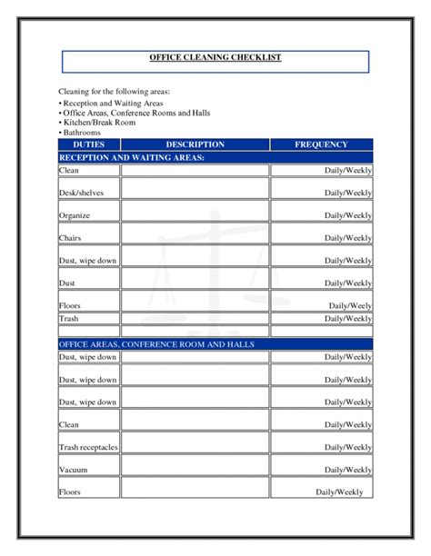 Free Officecleaningchecklisttemplate Shelley Marshman Bathroom Janitorial Cleaning Checklist ...