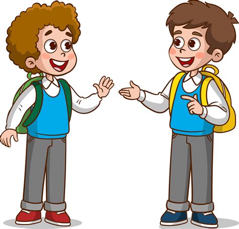 little kid say hello to friend and go to school together 13479810 Vector Art at Vecteezy