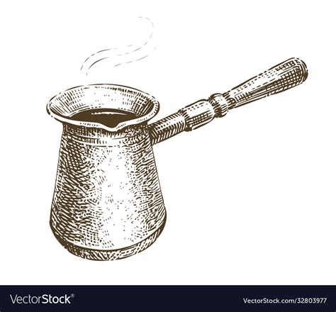 Hand drawn old coffee maker sketch drink concept Vector Image