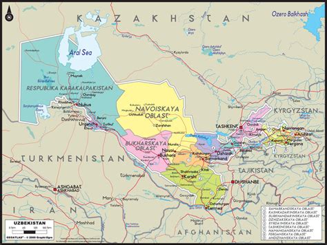 Uzbekistan Political Wall Map