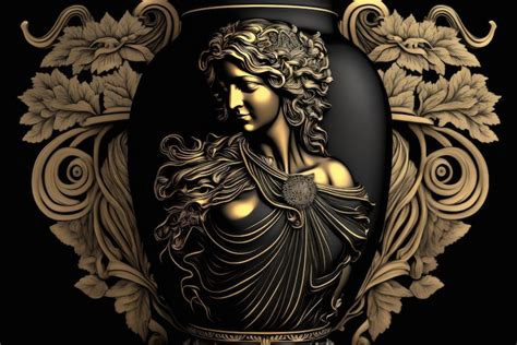 Premium Photo | Eileithyia greek mythology god black gold vase by generative ai