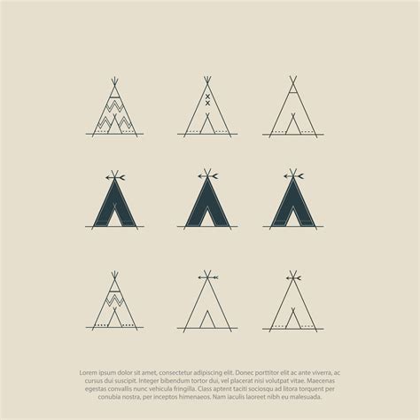 Wigwam,Teepee, tribes, tribal house, the Native American traditional tent, aboriginal, set of ...