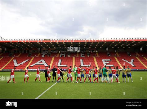 Charlton Athletic and RKC Waalwijk players shake hands pitch prior to kick-off Stock Photo - Alamy